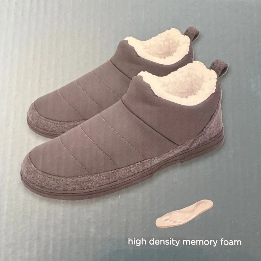 Men’s Wayland Square Gray Quilted Slipper Boots Faux Fur Lining Size L 9-10 NEW